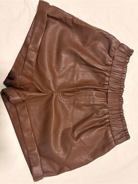 Forever 21 Brown High-Waist Faux Leather Shorts - Used